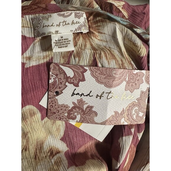 Band Of The Free Dress Womens Medium Liza Mauve Floral Wrap Surplice Maxi Boho - Picture 11 of 14